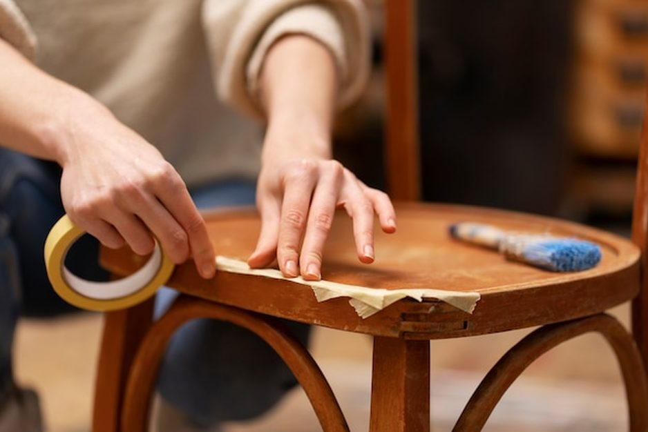 折れた背もたれを補修する前の様子